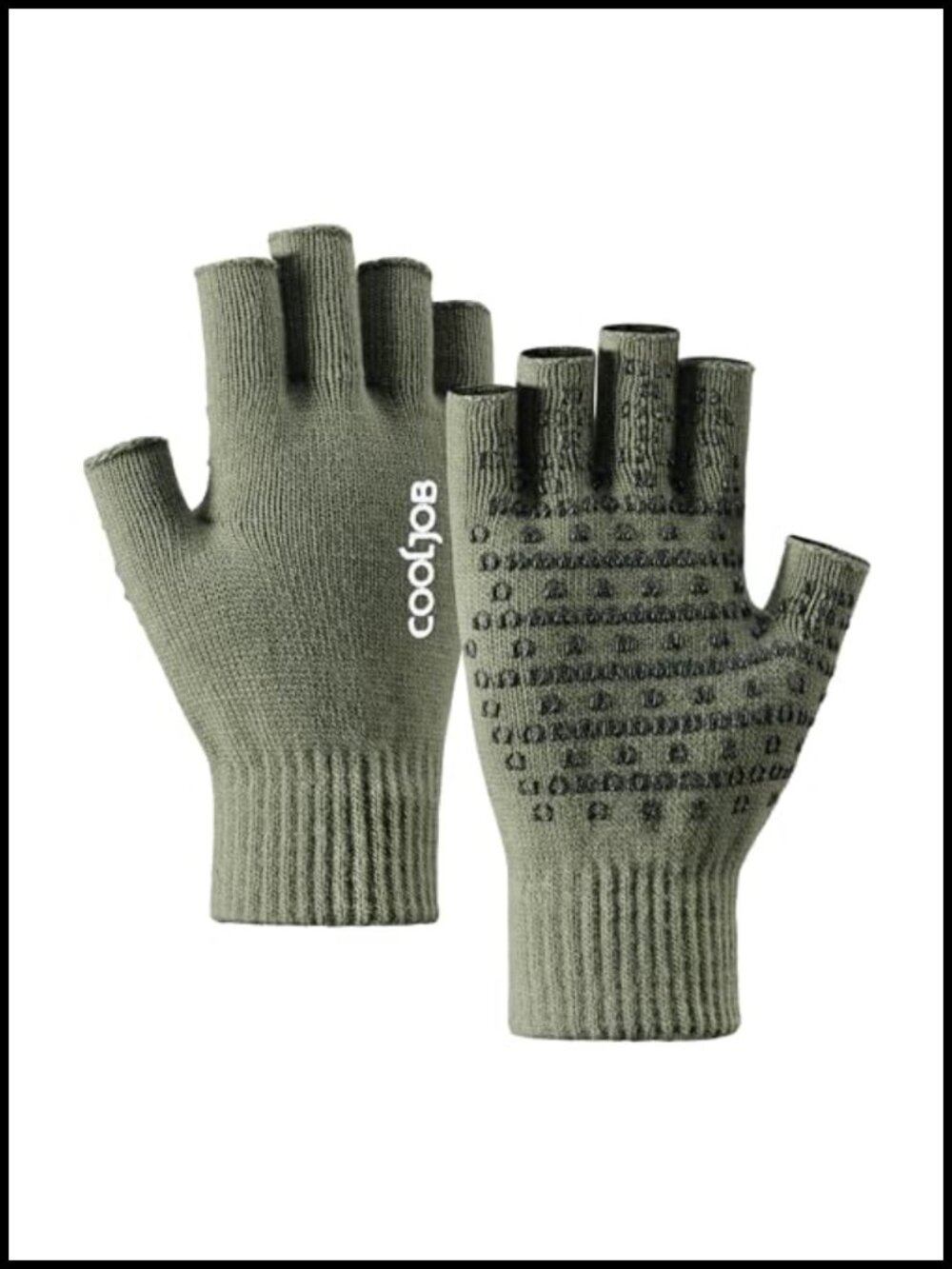 Knit Fingerless Gloves Silicone Grip Warm Winter Driving Cycling